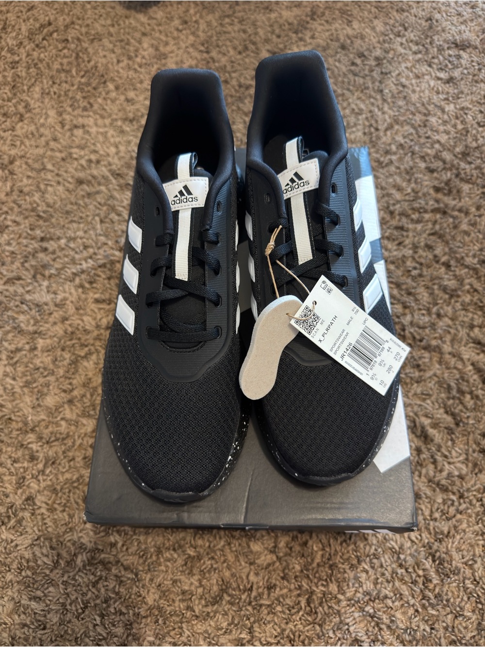 adidas Men's Black Athletic Sneakers with White Stripes